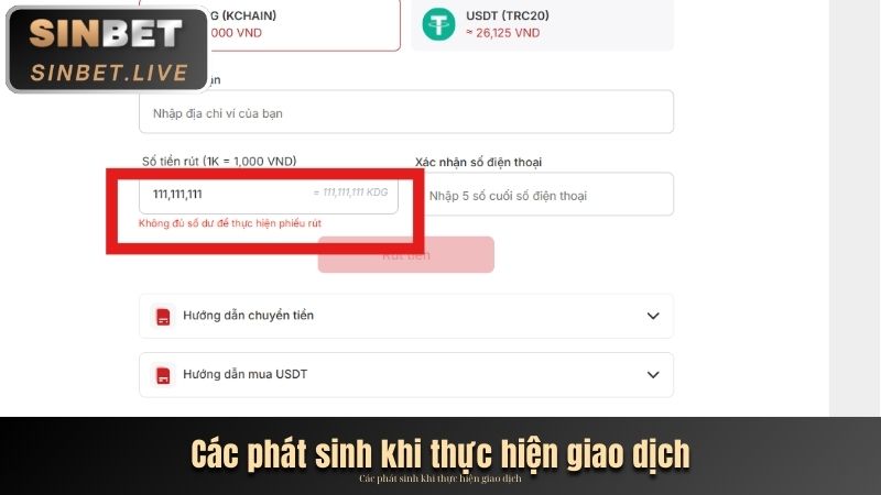 cac phat sinh khi thuc hien giao dich