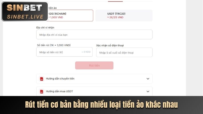 rut tien co ban bang nhieu loai tien ao khac nhau