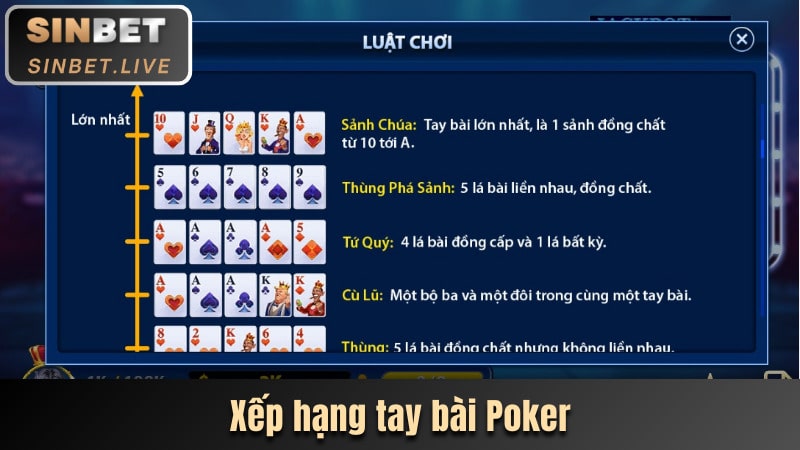 xep hang tay bai poker tu nho den lon